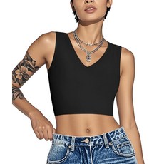 Rolewpy Ftm 여성용 가슴 바인더 브라 톰보이 가슴 바인더 탱크 탑 블랙.