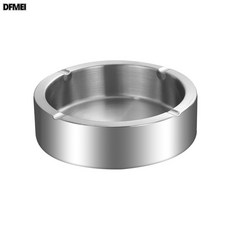 DFMEI 反邊大號酒店家用不鏽鋼菸灰缸網吧家居客廳防煙金屬個性菸缸, 1個, 砂光色:11.5CM