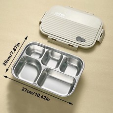 분할 도시락 대용량 밀폐 식품 용기 뚜껑 학생 직장인용, 1개, A. 1000ml, 1. Beige 5 Grids