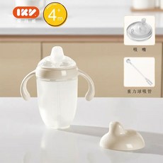 鴨嘴杯 4m+學飲杯 直飲杯 學習水杯 兒童水壺 寶寶學飲杯 嬰兒鴨嘴杯 防摔防嗆水杯, 1個, 咖240ml【防嗆】鴨嘴+吸嘴 可愛貼