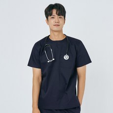 크루넥 베이직 스크럽복 남성 상의 티셔츠 (3colors) / 병원유니폼 수술복 간호사 근무복 치과가운