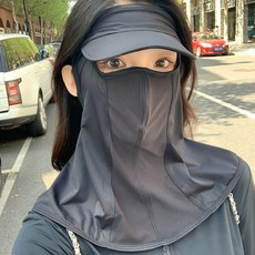 防曬面罩帽子一體護頸遮陽全臉防紫外線夏季冰絲透氣騎行面罩女款
