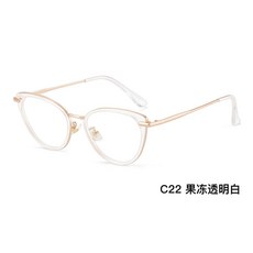 貓眼造型光學眼鏡框 C22 果凍透明白