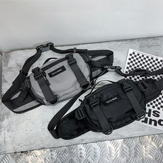 尼龍腰帶防水斜挎包, 灰色