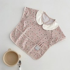 Jily&Moly 韓版寶寶防水短袖罩衣圍兜, 彩色波點 短袖M碼12 24個月, 1個, 1個