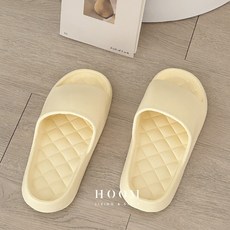 HOOM 柔軟菱格紋拖鞋 室內浴室防滑拖鞋, 1個, 夏梨黃｜38-39, 夏梨黃