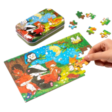 <바이오로드> 60피스 틴케이스 퍼즐 어린이 동화 동물 14종 그림 미니 직소 판퍼즐 만들기 초등 유아 놀이, 1개, 틴케이스퍼즐 동물<동물친구들>