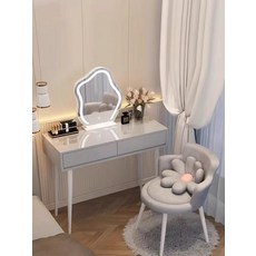 화장대 현대식 심플 침실 소형 화이트, 화이트 60CM 테이블+거울+의자