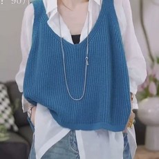 뷔에스트 조끼 루즈핏 여성용 뜨게 니트 뷔에스트조끼