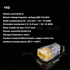 범용 컴팩트 와이어 커넥터 도체 터미널 블록 레버 포함 DIY YOU 102 100PC, 03 100PCS, 03 102