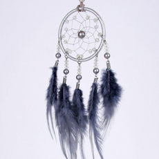 몬딱잡화점 마크라메 깃털 장식 미니 사이즈 그레이 컬러 차량용 인테리어 방꾸미기 소품 드림캐처, 단일옵션
