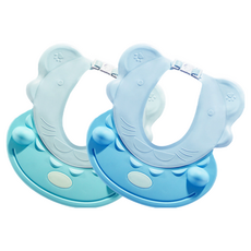 兒童洗澡帽 兒童洗髮帽 寶寶洗髮帽 嬰兒洗髮帽 防水護眼護耳可調節, 淺藍, 1個