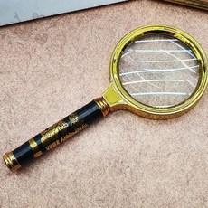 손잡이 원형 확대경 독서 신문 지도 관찰 세밀 작업 시력 보조 렌즈 골드 프레임, 1개, 상세페이지 참조