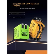 듀얼 포트 GaN 고속 충전기(케이블 수납 가능) 애플 안드로이드 기기 노트북 태블릿 및 휴대폰과 호환, 02 녹색