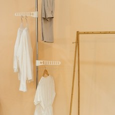 TRNS 로닌 튼튼한 일자 스탠딩 폴행거, 화이트, 날개4개