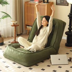 榻榻米沙發 懶骨頭沙發 折疊小沙髮床 人類狗窩 懶人沙發 可躺可坐 多功能沙發床 榻榻米, 淺灰羊羔絨,中 號【145*95 送抱枕 坐墊】可拆, 1個