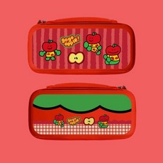 닌텐도 스위치 2세대 보호 케이스 OLED 소년 빨간색과 노란색 격자 곰 커버, 2세대 보관함 소년