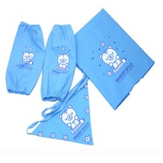 올마 아기앞치마 방수 어린이집 미술 앞치마두건세트 소형 아기미술가운, 파랑