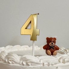 파티굿즈 빅 골드 숫자초 생일파티 기념일 100일 200일 300일 생일초 케이크, 1개, 숫자4