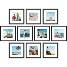 DecorUhome30.5x30.5cm12x12인치사진액자10개세트 매트가있는디스플레이사진20.3x20.3cm8x8인치또는30.5x30.5cm1120953, DecorUhome 30.5x30.5cm12x12인치, 블랙
