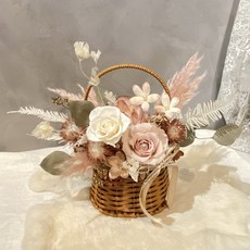 精緻粉色系乾燥花藝籃手工編織質感花籃居家裝飾送禮首選, 粉色系