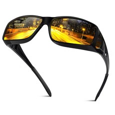 Bio-th 야간 운전 안경 오버 글라스 남성 및 여성용 눈부심 방지 야간 투시경 안경 운전 사이클링 골프용 A07 라이트 블랙 오버사이즈, A01 라이트 블랙