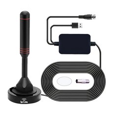 브리사 디지털 TV 안테나 자석 스탠드형 UHD 지상파 실내 수신기 USB 증폭기, 블랙, 1개, SPA-S25d