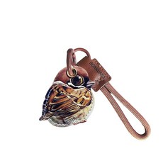 BORKUANA 에어태그와 호환되는 가죽 키체인 홀더 케이스 키링과 랜야드가 있는 귀여운 보호 커버 지갑 열쇠 가방 반려동물용 긁힘 방지 파인더 GPS 트래커 케이스(블, 그레이 버드