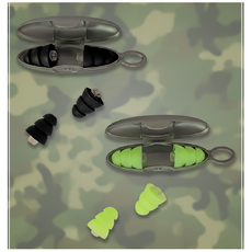 멜로하임 군인용 귀마개 사격 폭발 소음 차단 1+1 총 2쌍 군대 이어플러그, 1세트, 블랙+그린