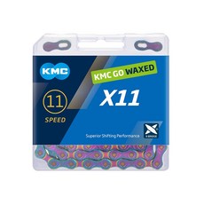 KMC GO X11W 11速蠟鏈條 WAXED十一速鍊條 118目 銀色金色, 1個, 極光炫彩
