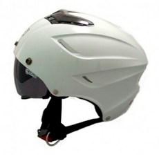 【carpower】 GP5 027 雙層鏡片 全可拆內襯 雪帽 半罩式安全帽 內崁墨片 安全帽, 白色,無