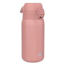 Ion8 아동용 물병 스틸 400ml/13온스 누출 방지 쉬운 개봉 안전한 잠금 식기 세척기 사용 가능 플립 커버 운반 손잡이 쉬운 세척 내구성 긁힘 방지, 애쉬 로즈 핑크
