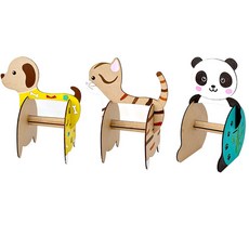 조앤안 휴지걸이 만들기 아크릴물감 붓 세트 우드 MDF 조립 DIY 재료 간단한 만들기, 1개, 휴지걸이만들기(고양이)