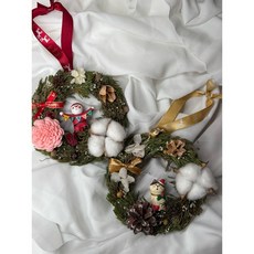 聖誕花圈 聖誕公仔花圈 永生花圈 松果花圈 秋季花圈 方形花圈 聖誕節 交換禮物 花圈, 1個, 無公仔款, 金色