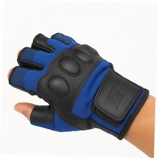 오토바이 라이더 반장갑 소가죽 통풍 보호 손가락 오픈형 바이크 장갑, 레드