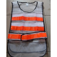 ecgo五金百貨 交警式反光背心 白網紅條 安全防護 高能見度, 1個
