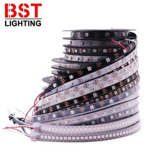 WS2812B 스마트 픽셀 RGB LED 스트립 조명 WS2812 개별 주소 지정 가능 IC 30/60/144 픽셀/LED/m IP30/IP65/IP67 테이프 DC5V, 2m 60 IP65, White PCB