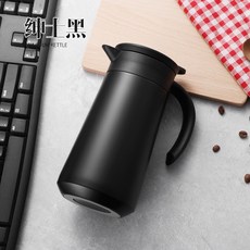保溫水壺 1.5L 大容量 雙層不鏽鋼 按壓式 長效保溫 辦公 家用 便攜 耐摔+黑色+0.8L, 1個, 1L, 黑色:0.8L