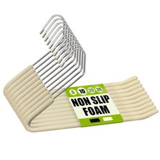 Spring Fever 오픈 엔드 미끄럼 방지 스폰지 패딩 바지 행거 - 크롬 도금 폼 튼튼한 공간 절약 블랙 롱 5 163089, 베이지, 10개