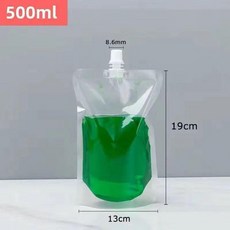 透明吸嘴袋 耐高溫果汁飲料便攜打包袋, 1個, 加厚透明500ml-0.86口徑,200個-配罐裝工具