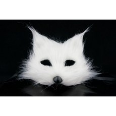 發光派對屋(西門中華店) 全毛白狐狸面具，派對舞會發光面具，獨特造型，舒適材質, 白色, 1個