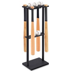 Soulchen 야구 배트 홀더 랙 8개 공 5개 디스플레이 보관 정리함 바닥 스탠딩 소프트볼 스포츠 장비 행거 오거나이저 스탠드 1세트 (우드), Soulchen 야구 배트 홀더 랙 8개, 공 5개,