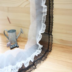 꽃담 망사 이중 주름 레이스 화이트 블랙 부자재, 1개