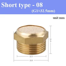 5PCS 공압 배기 머플러 황동 조절 가능 롱 숏 1/8 BSP 수나사형 소음 감소용, 17 Short-08-5pcs