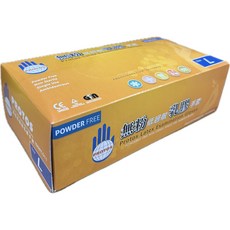 PROTOS 多倍乳膠檢診手套100入 無粉手套 低過敏 檢診專用 乳膠盒裝, 黃色, 大 (L), 1個