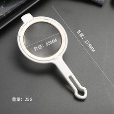 304不鏽鋼 過濾網 漏勺 廚房用具 帶耳設計 豆漿過濾 果汁隔渣 超細網篩 家用料理工具 耐用易清洗+304濾網勺(8.5CM)白色+默認尺寸, 1個, 304濾網勺(8.5CM)白色