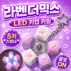 로로메라 냥블릭 LED 스피너 고양이 키캡 딸깍이 키보드 키링 피젯토이, 1개, 라벤더믹스