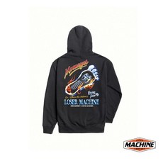 GOODFORIT 美國Loser Machine x Mooneyes Red Hot火焰腳ㄚ聯名連帽外套，舒適棉質，火焰圖案，潮流有型, 黑M, 1個
