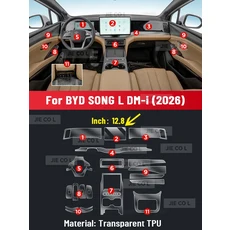 호환BYD 송 L DM-i 2026 차량 센터 콘솔 미디어 대시보드 내비게이션 투명 TPU 보호 필름 (스크래치 방지), 02 inch 12.8, 01 Left rudder driving