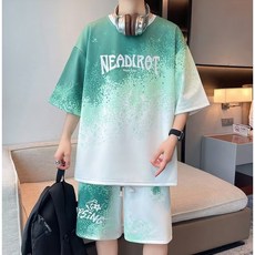 豹開之家 男生運動套裝 漸變兩件式短袖上衣短褲套裝 TZ2503